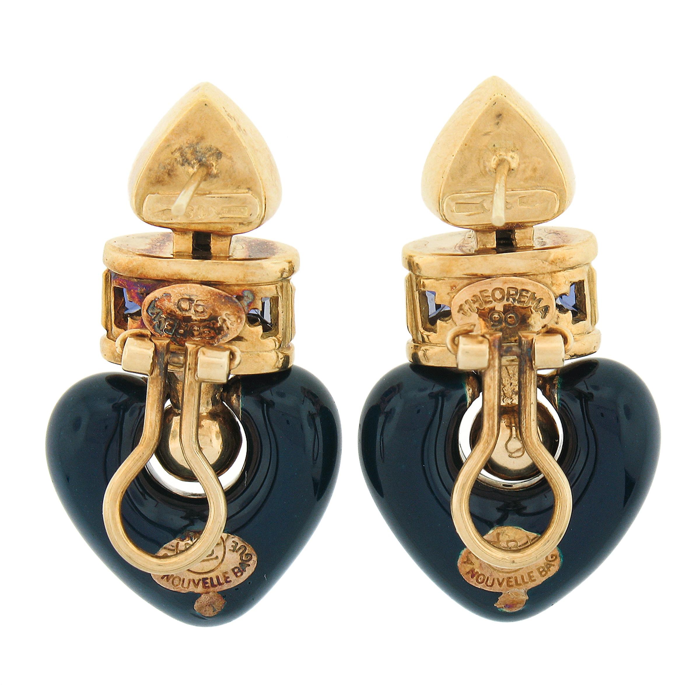 La Nouvelle Bague 18k Gold 1ctw Tansanit Blau Emaille Herz-Tropfen-Ohrringe 1