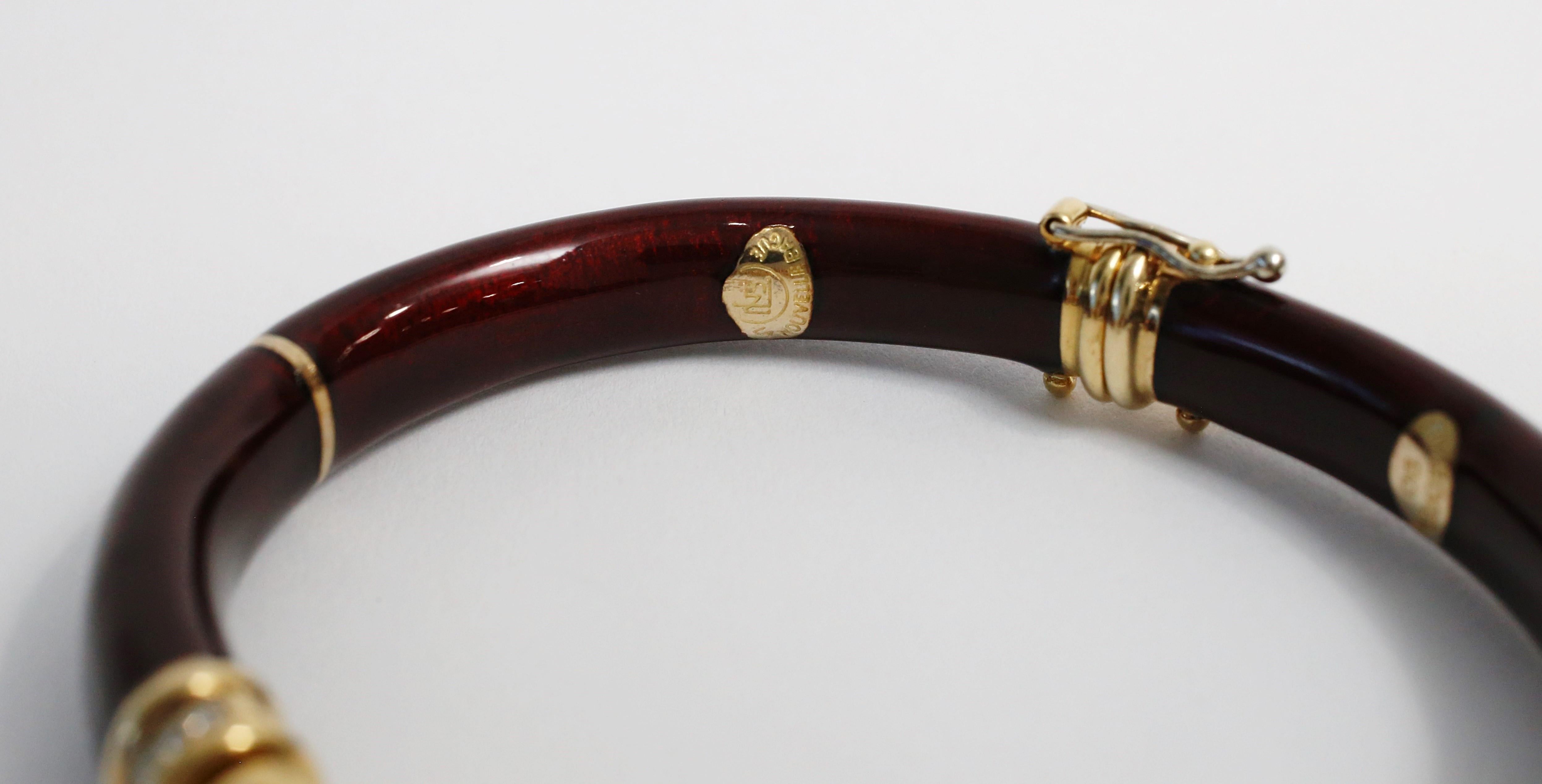 La Nouvelle Bague 18k Gold Burgundy Diamond & Garnet Heart Bangle, 7