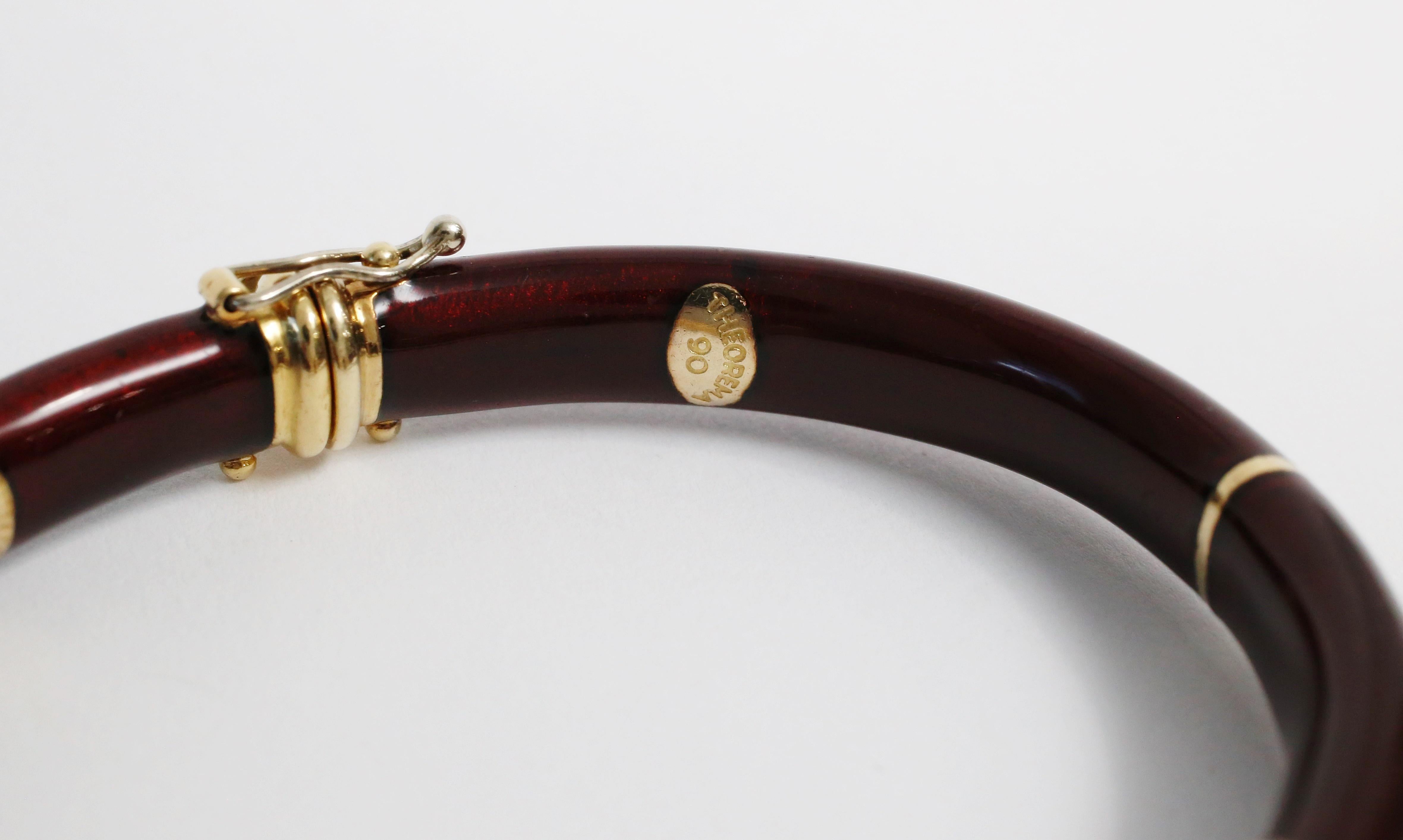 La Nouvelle Bague 18k Gold Burgundy Diamond & Garnet Heart Bangle, 7