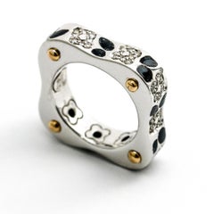 La Nouvelle Bague 18 Karat Gold Diamond Enamel Band Ring