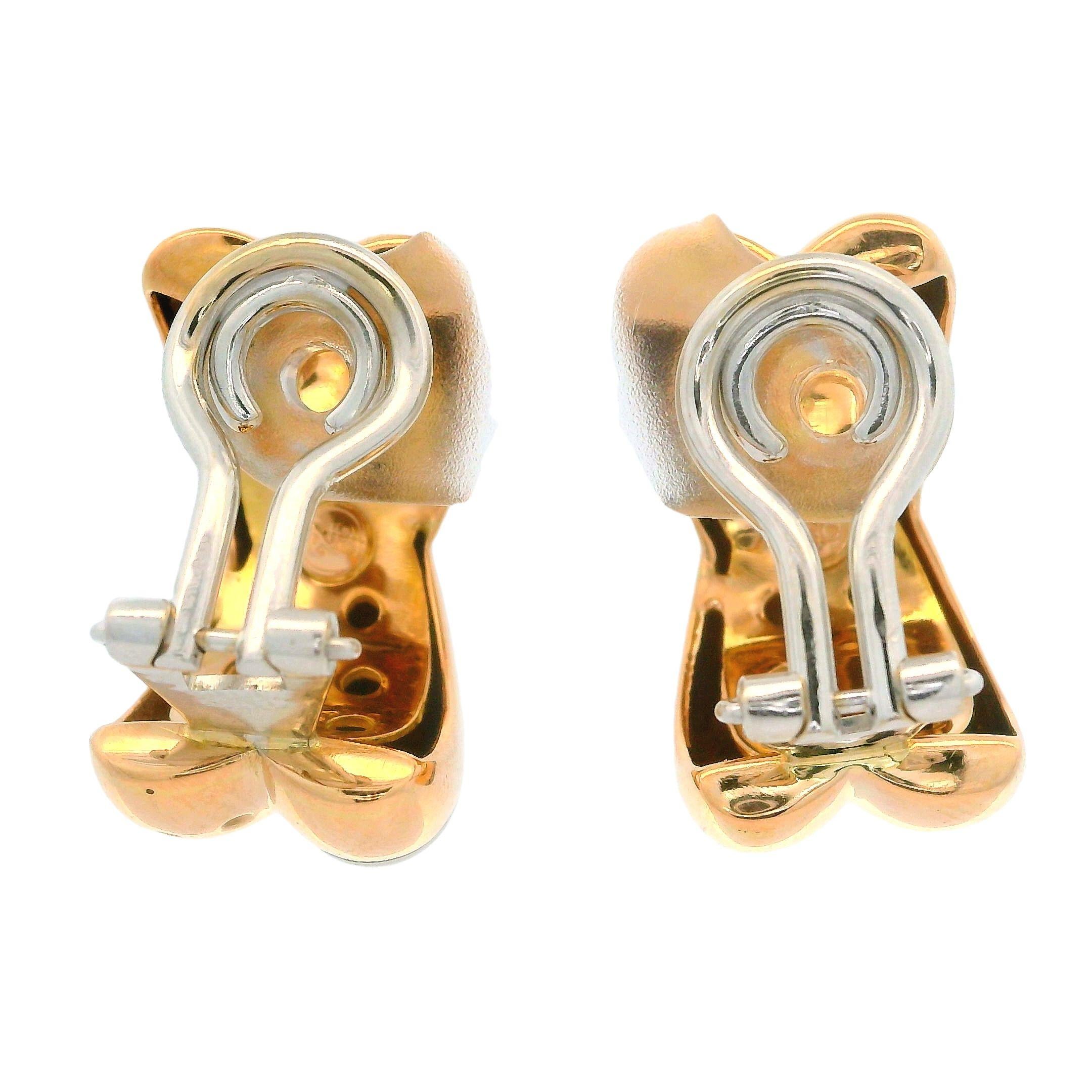 De las mujeres La Nouvelle Bague Pendientes con clip de oro de 18 quilates, diamantes y esmalte rojo, diseño X en venta