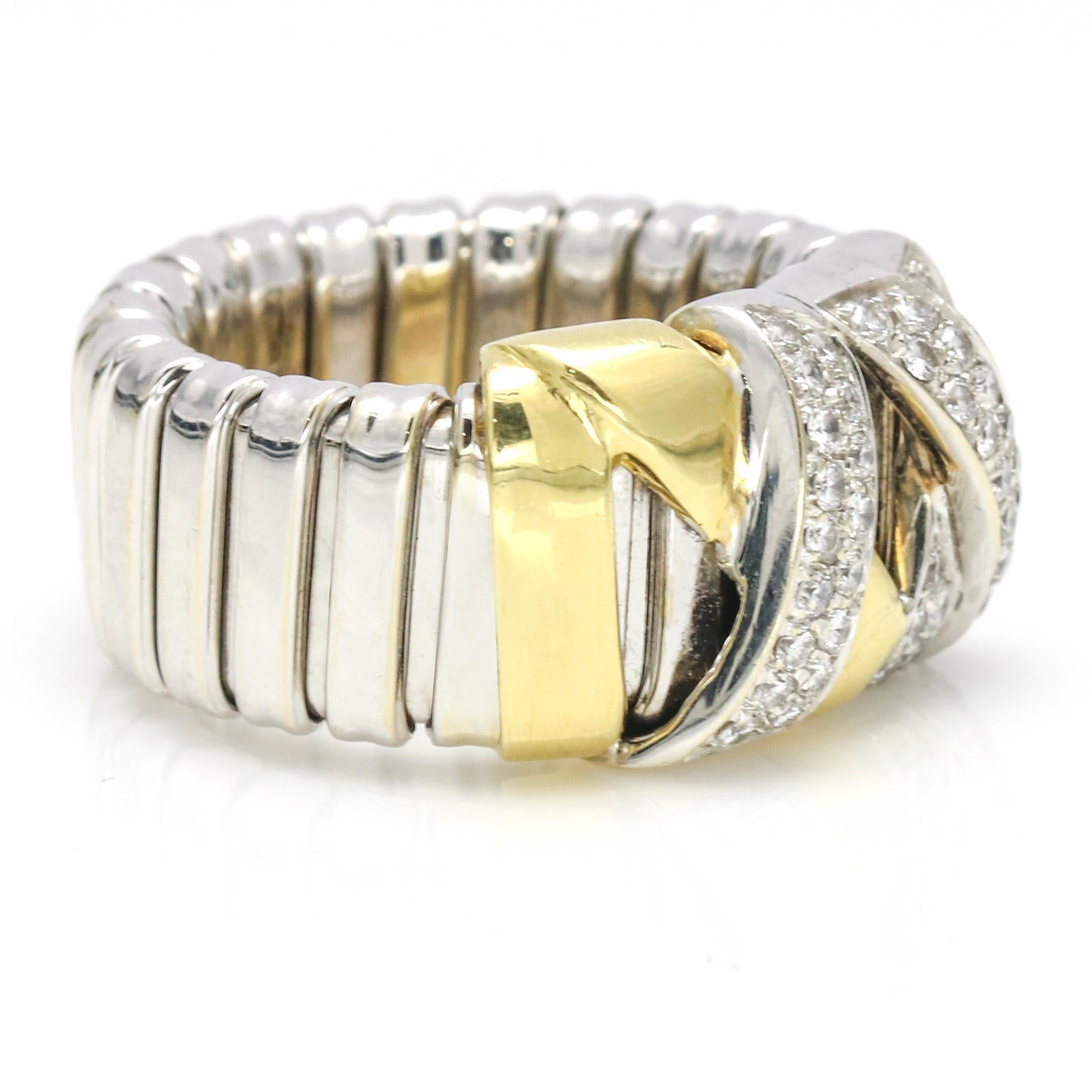 Round Cut La Nouvelle Bague 18 Karat Gold Diamond X-Band Ring For Sale