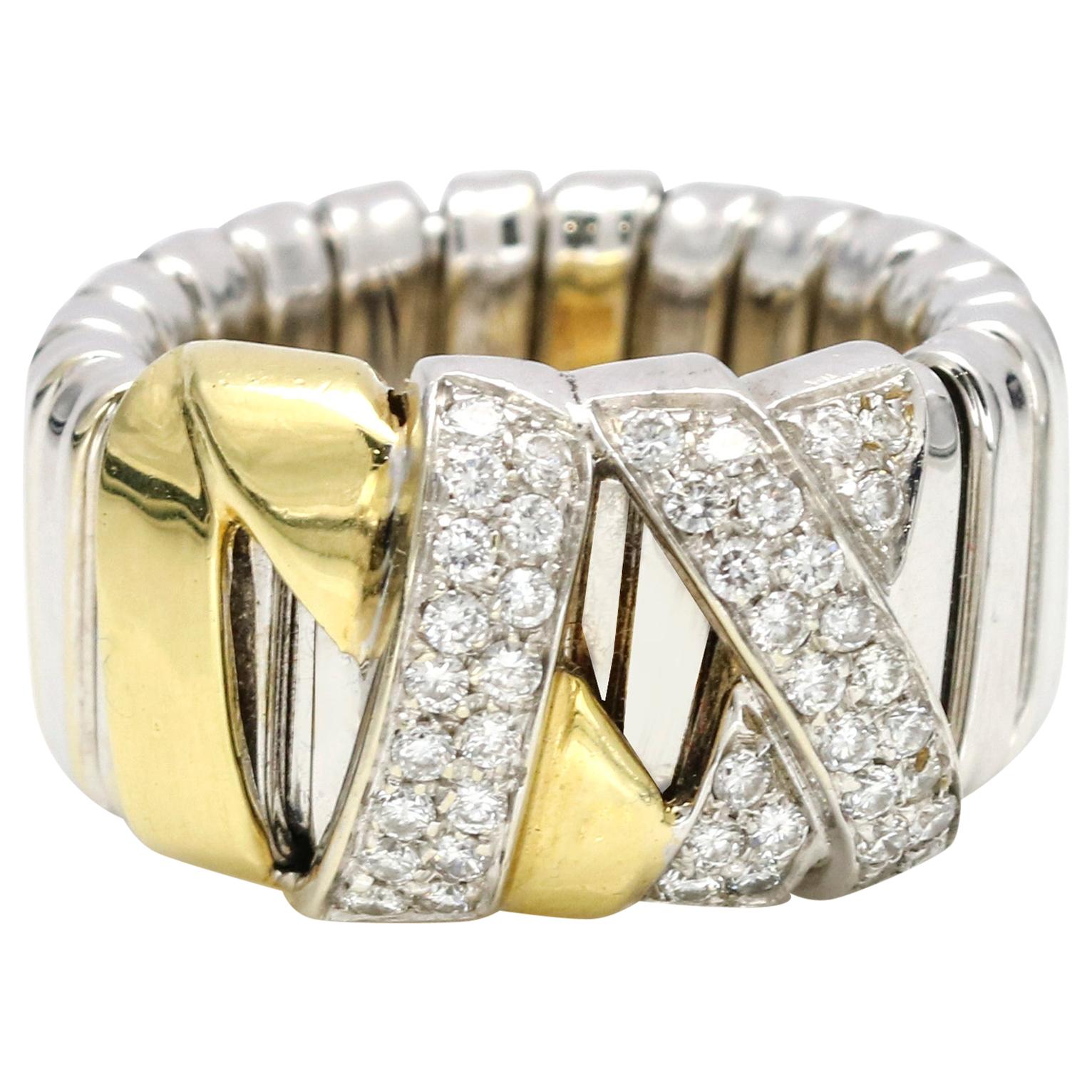 La Nouvelle Bague 18 Karat Gold Diamond X-Band Ring For Sale