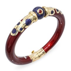 La Nouvelle Bague 18k Yellow Gold and Sterling Silver Enamel Bangle Bracelet