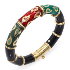 La Nouvelle Bague Pulsera de oro amarillo de 18 quilates y plata de ley con esmalte