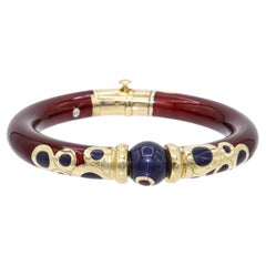 La Nouvelle Bague 18k Yellow Gold and Sterling Silver Enamel Bangle Bracelet