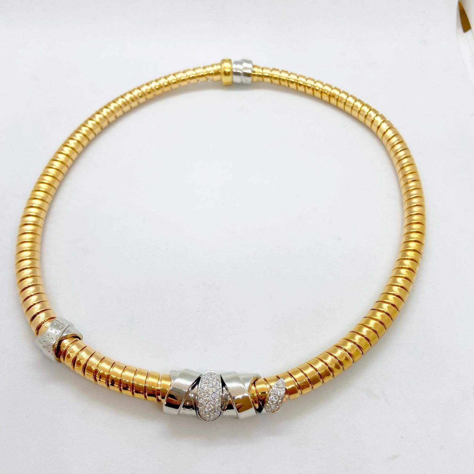 Contemporary La Nouvelle Bague 18 Karat Rose Gold Tubogas Necklace with .60 Carat Diamonds