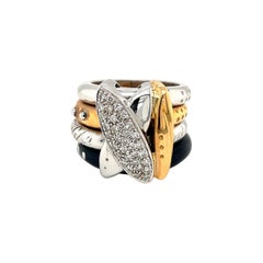 Die Nouvelle Bague 18KT Rose/Weißgold Diamant .37Ct. & Blau Emaille Ring