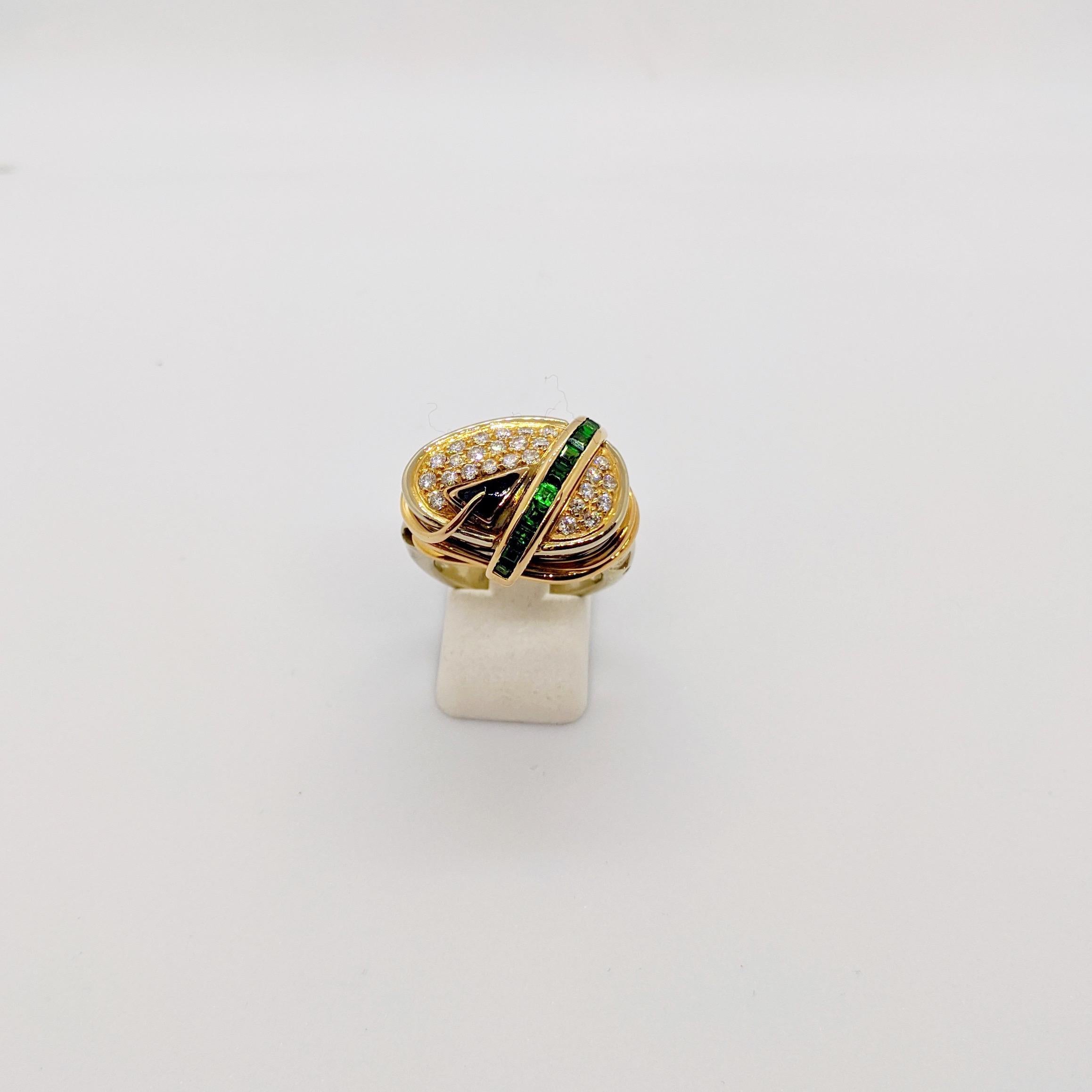 La Nouvelle Bague 18 Karat Rose and White Gold Ring, with Diamonds and Tsavorite For Sale 2