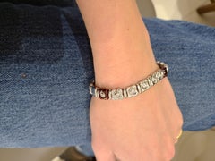 La Nouvelle Bague 18 Karat White Gold, Burgundy Enamel and Diamond Bracelet