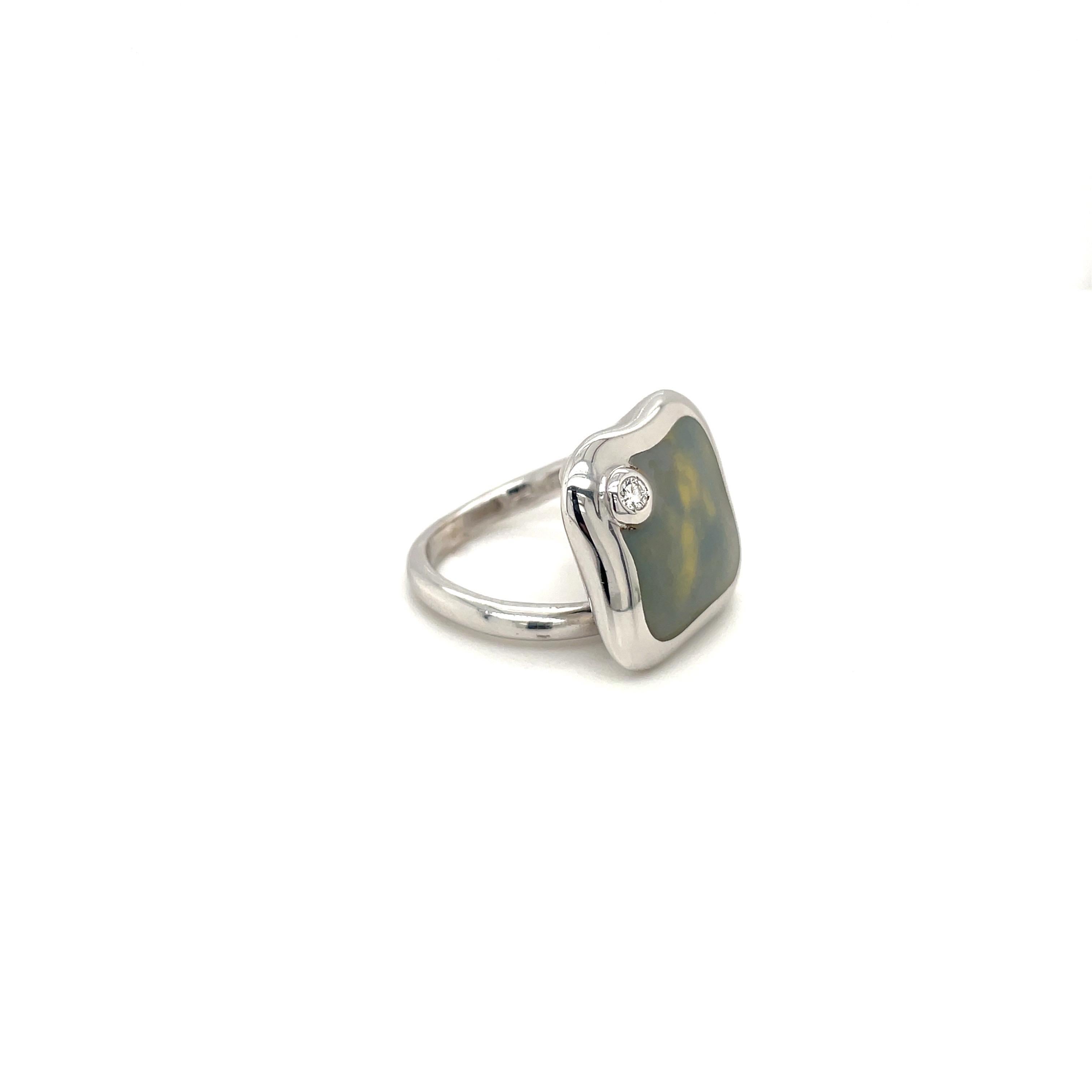 Modern La Nouvelle Bague 18kt White Gold Enamel and Diamond Fiori Ring For Sale