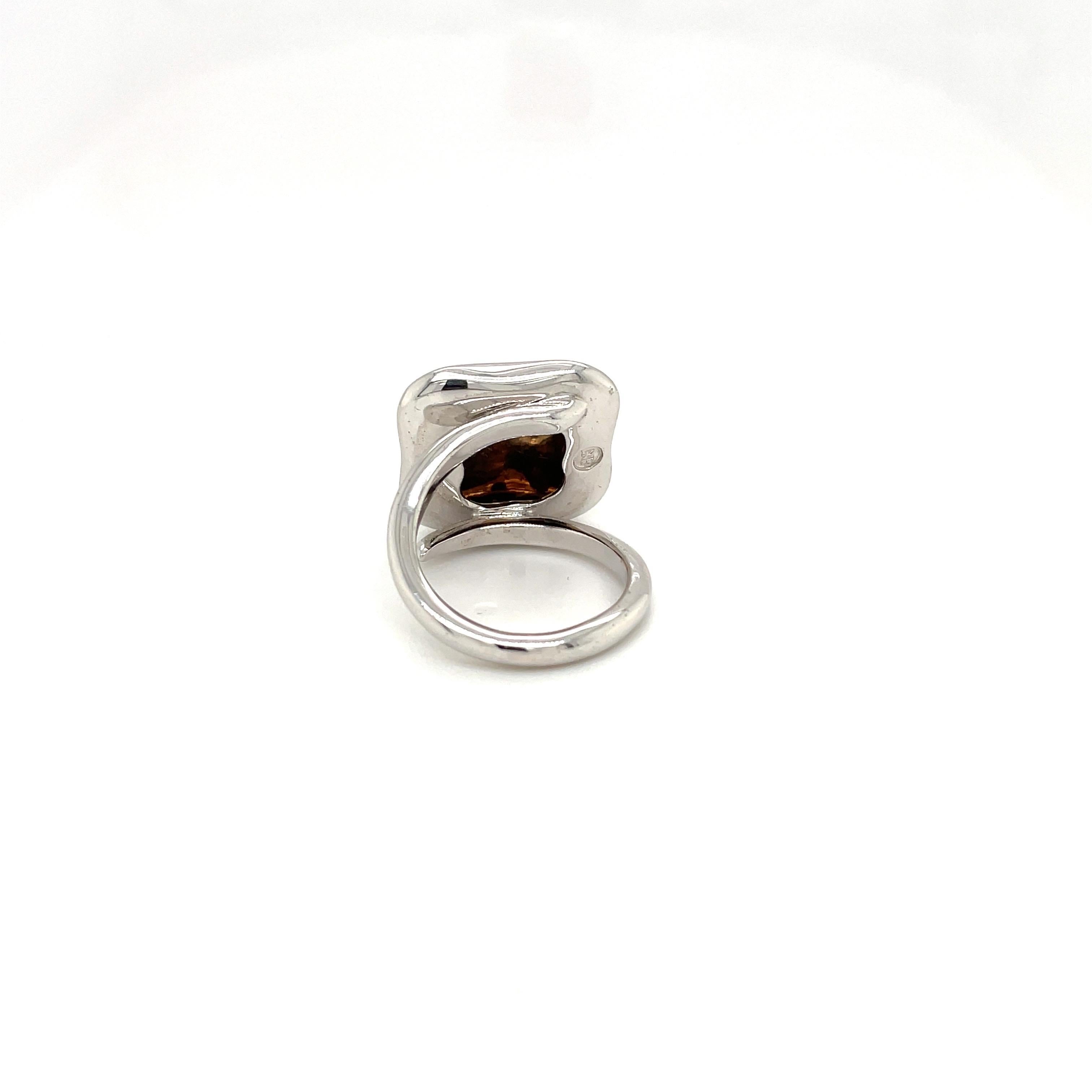 Fiori-Ring aus 18 Karat Weißgold mit roter Emaille und Diamant der Nouvelle Bague für Damen oder Herren im Angebot