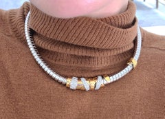 La Nouvelle Bague 18KT White & Rose Gold Tubogas Necklace with .74ct. Diamonds