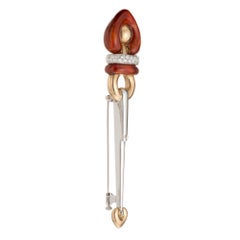 La Nouvelle Bague .20 Carat Diamond Enamel Two-Tone Gold Brooch