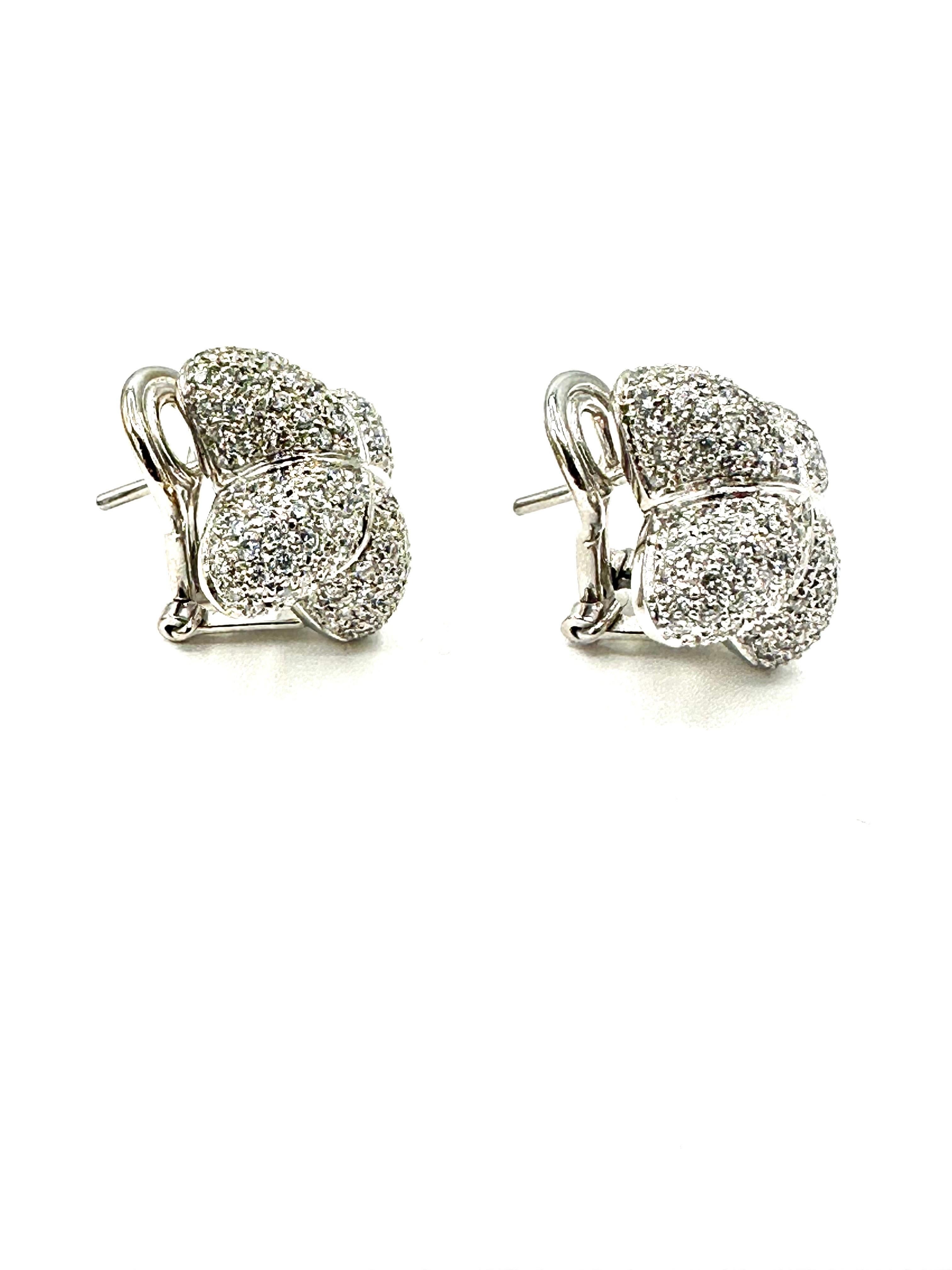 Modern La Nouvelle Bague 3.50 Carat Pave Diamond & 18K White Gold Earrings For Sale