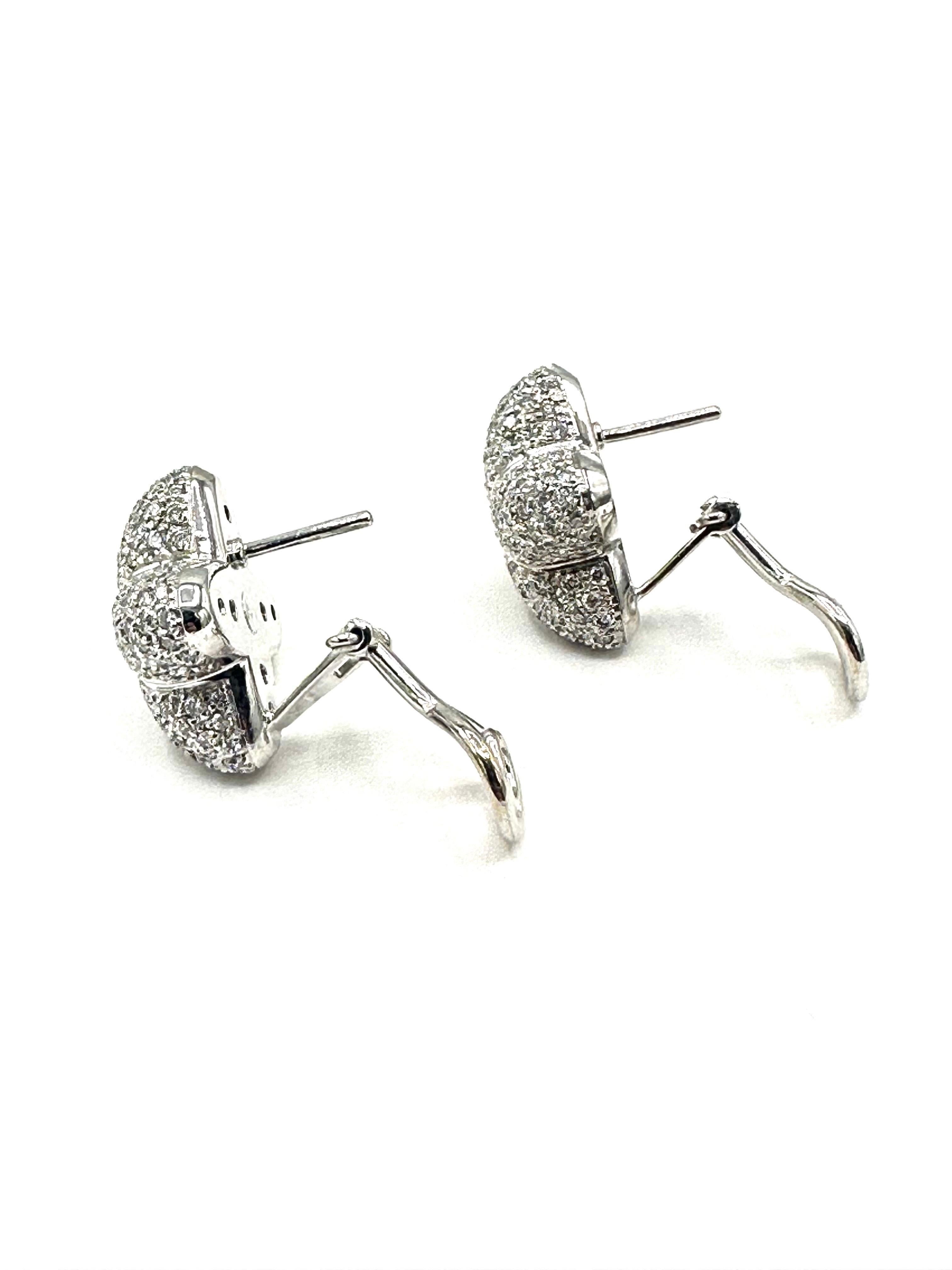 Round Cut La Nouvelle Bague 3.50 Carat Pave Diamond & 18K White Gold Earrings For Sale