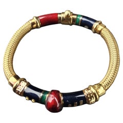 La Nouvelle Bague Pulsera Brazalete 18k Oro amarillo Plata 925 Esmalte Azul Rojo