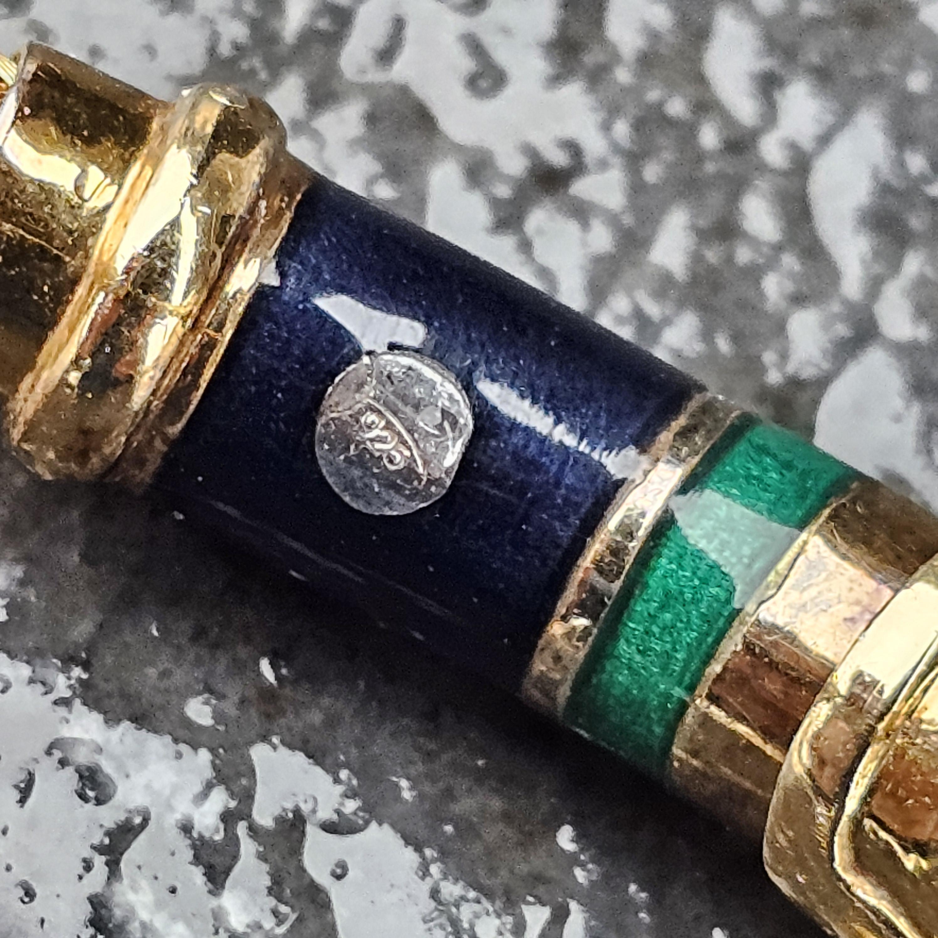 La Nouvelle Bague Armreif 18k Gelbgold 925 Silber Emaille Blau Rot im Angebot 4