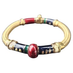 La Nouvelle Bague Bracelet Bangle 18k Yellow gold 925 silver Enamel Blue Red