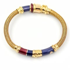 La Nouvelle Bague Bracelet in 18 Karat Gold and Sterling Silver with Enamel