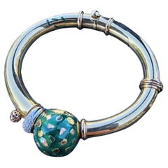 La Nouvelle Bague Bracelet OnLY 18k Gold Diamond Green Enamel Sterling