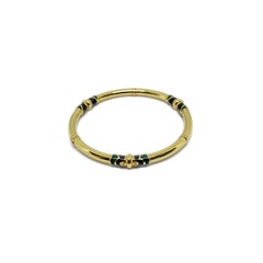 La Nouvelle Bague Classic Bangle in 18 Karat Gold Blue and Green Enameled