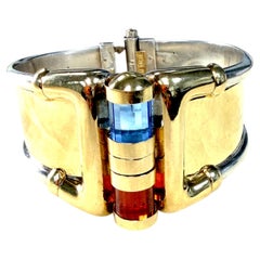 LA Nouvelle Bague Armreif mit Topas aus 18 Karat Gelbgold und Sterlingsilber