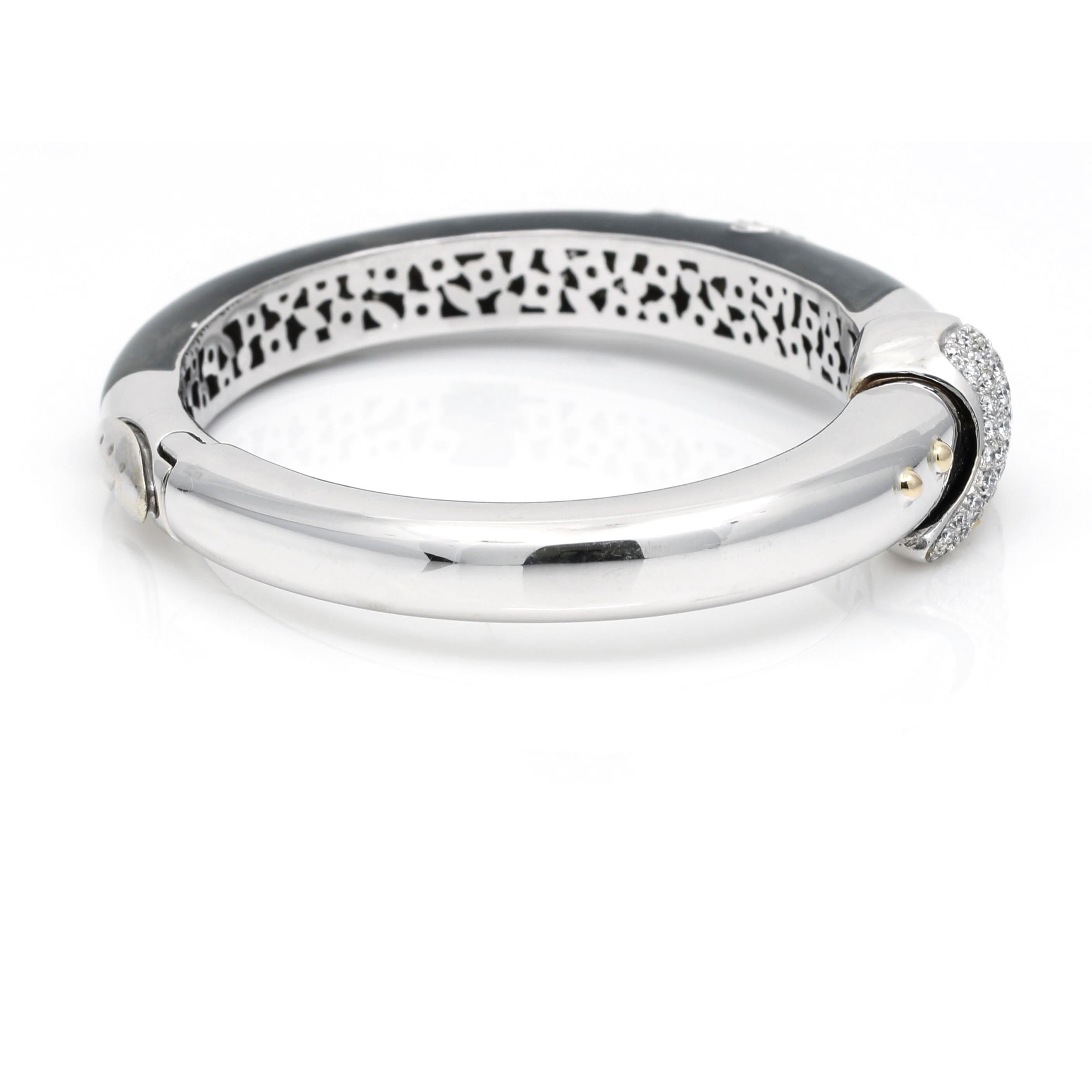 La Nouvelle Bague Diamant-Armreif aus 18 Karat Weißgold mit grauer Emaille (Zeitgenössisch) im Angebot