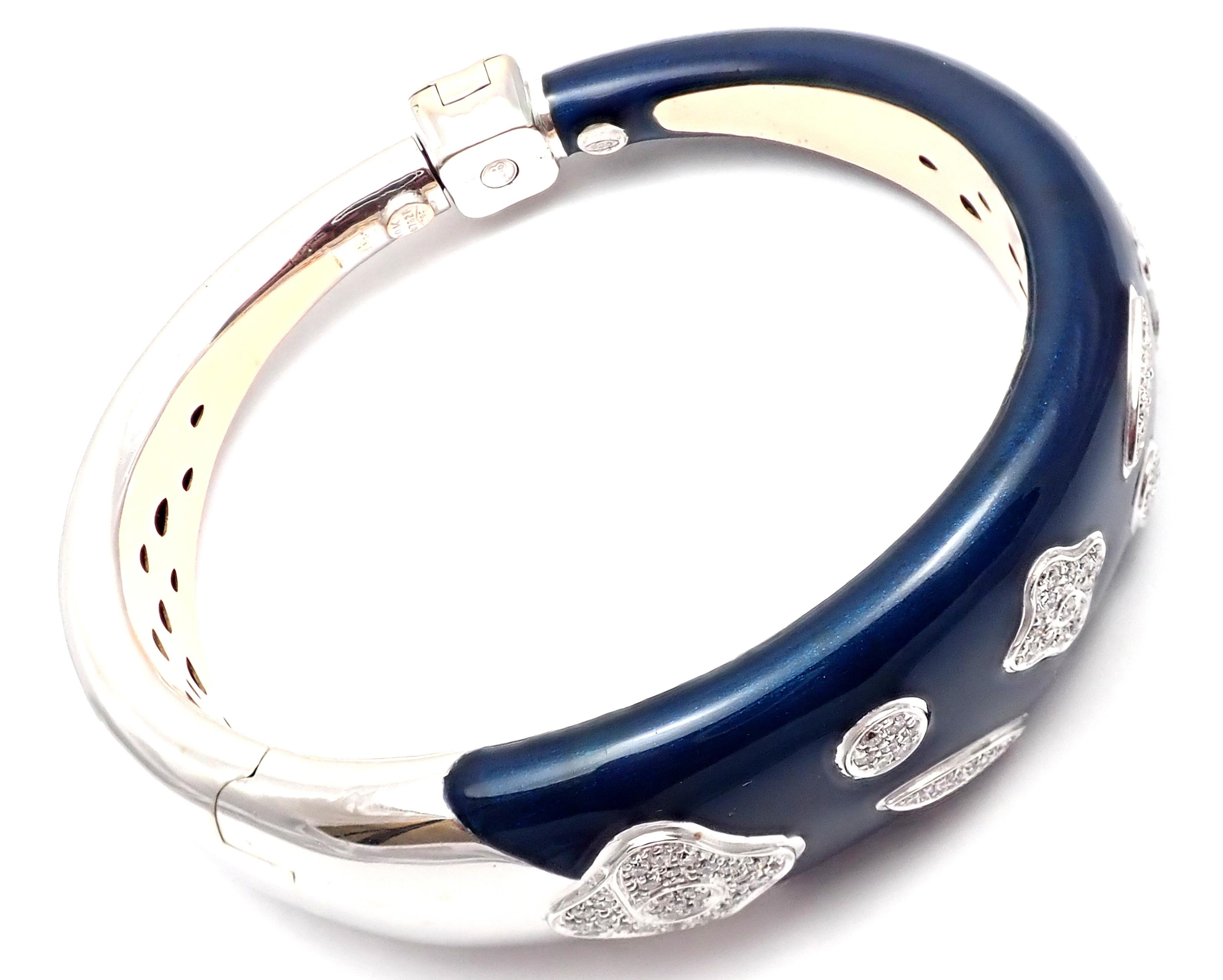 Women's or Men's La Nouvelle Bague Diamond Enamel White Gold Bangle Bracelet
