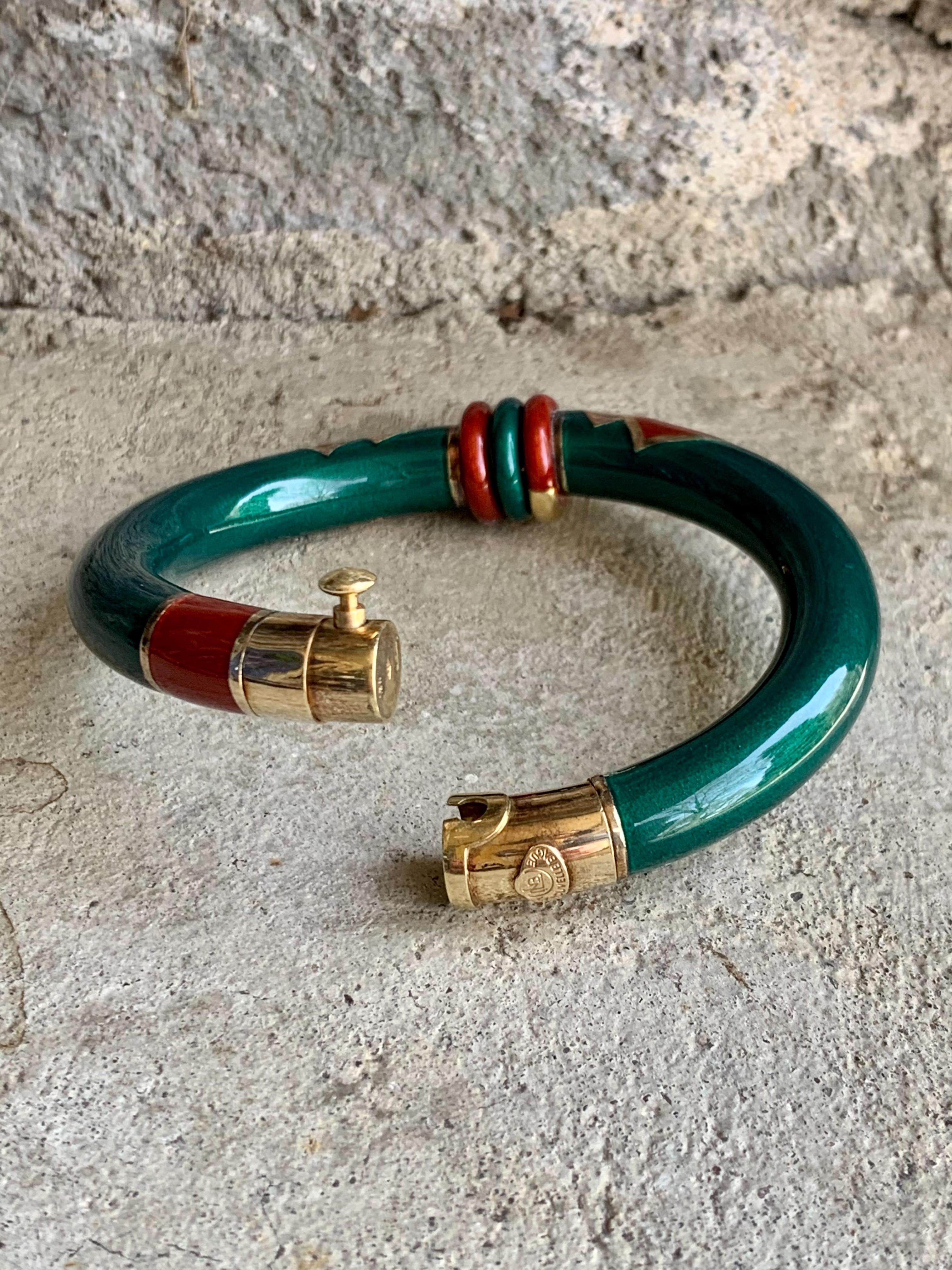 La Nouvelle Bague Enamel and 18 Karat Yellow Gold and Sterling Silver Bangle 1