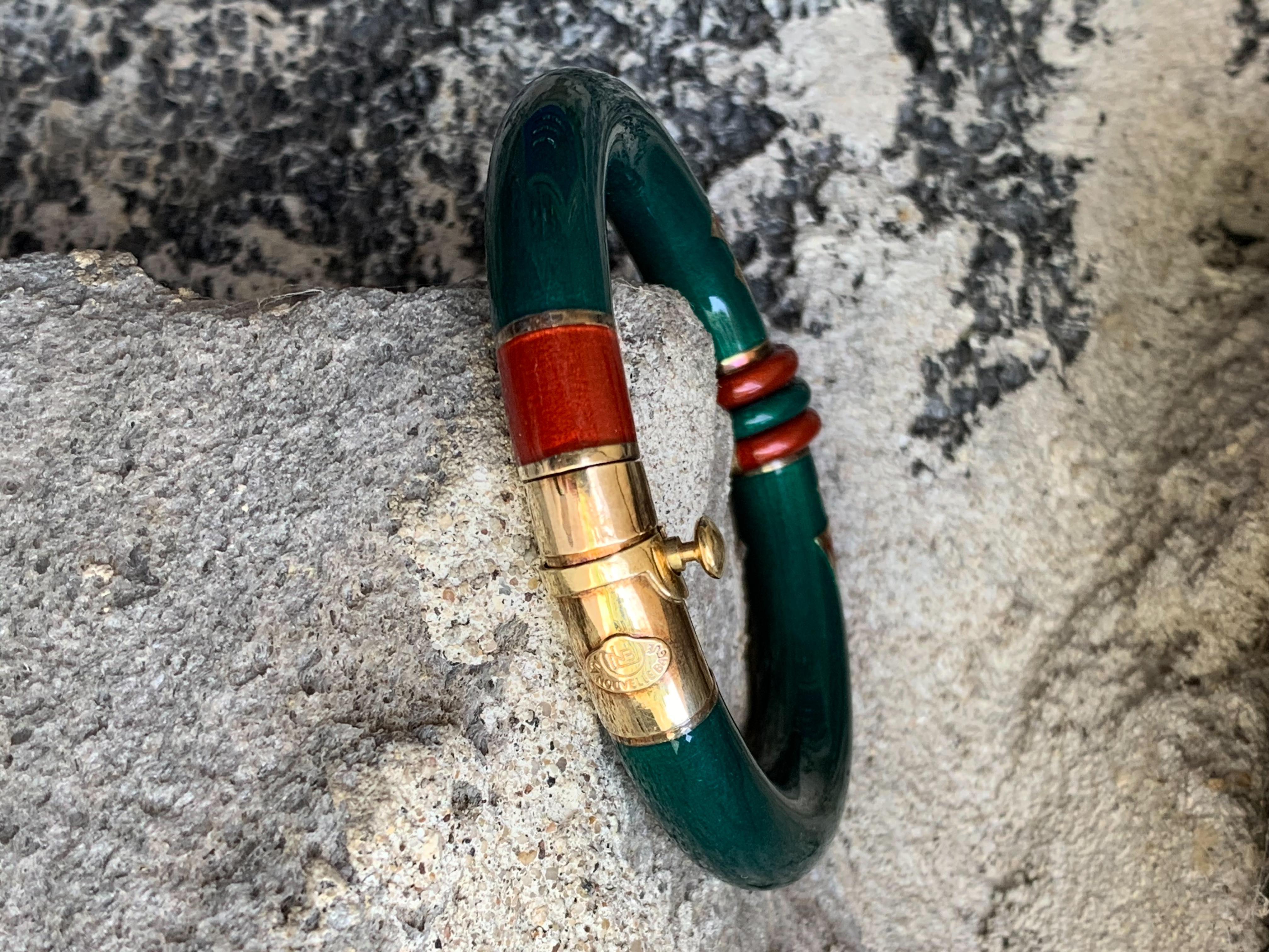 La Nouvelle Bague Enamel and 18 Karat Yellow Gold and Sterling Silver Bangle 3
