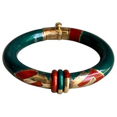 La Nouvelle Bague Enamel and 18 Karat Yellow Gold and Sterling Silver Bangle