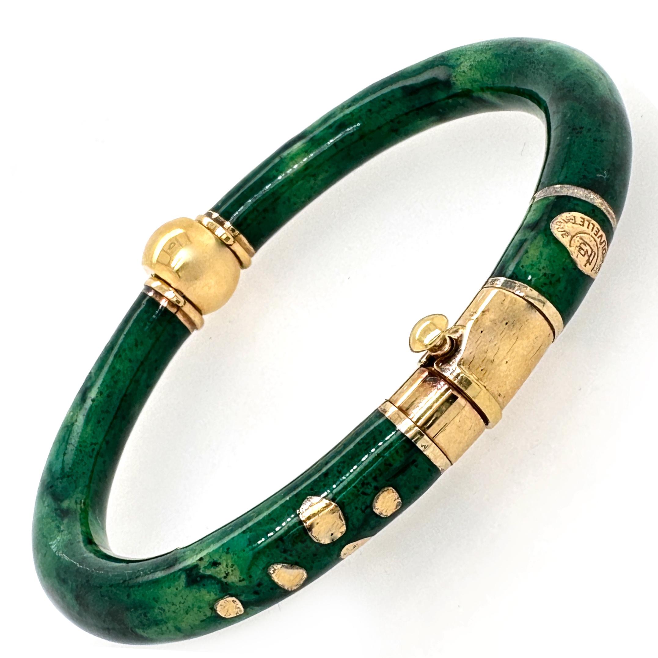 Contemporary La Nouvelle Bague Enamel Bangle with Signature Ball Hinge in 18K Gold & Sterling