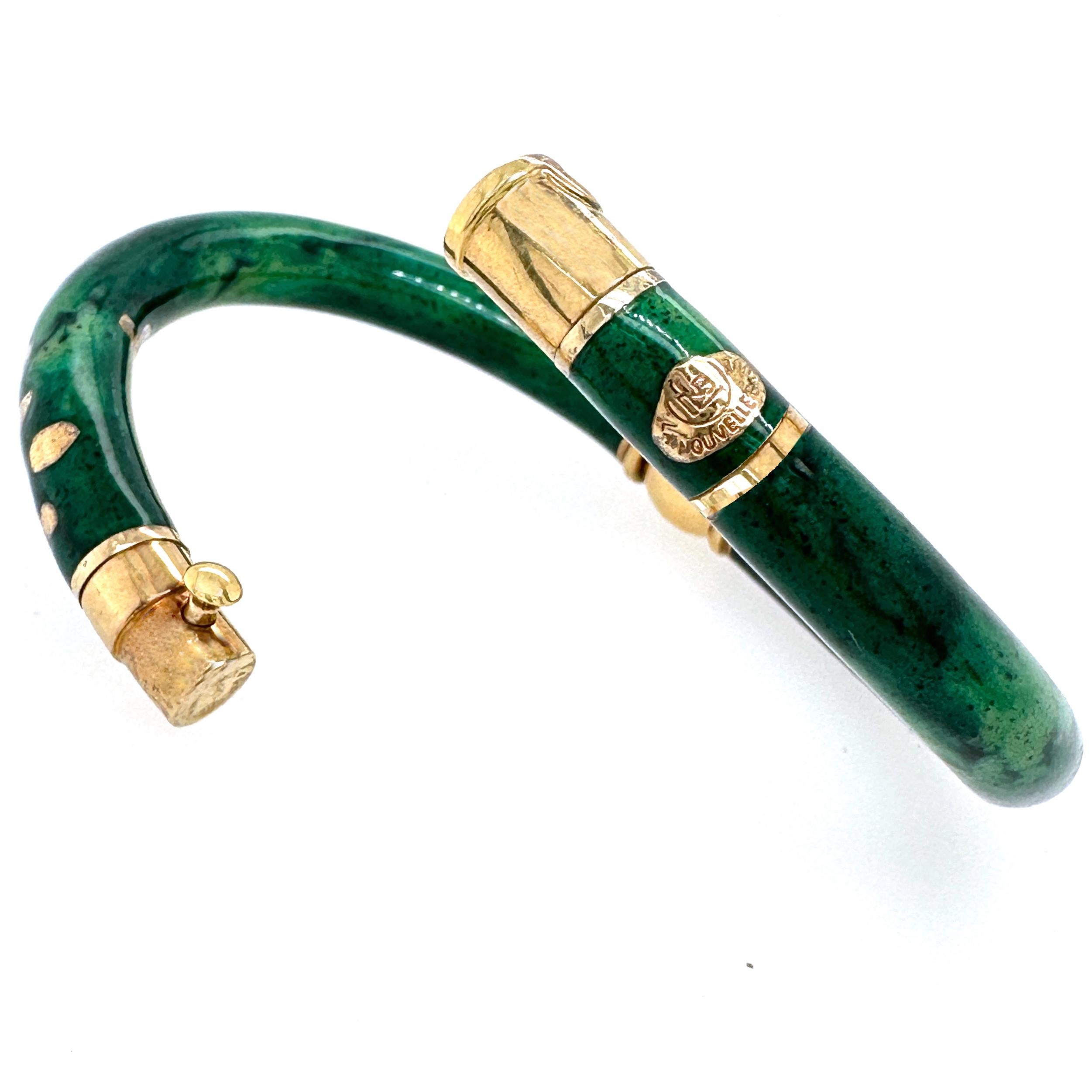 La Nouvelle Bague Enamel Bangle with Signature Ball Hinge in 18K Gold & Sterling In Excellent Condition In Sherman Oaks, CA