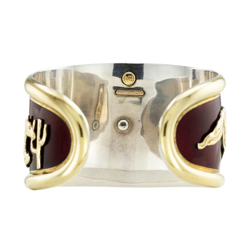La Nouvelle Bague Equestrian Enamel Gold Sterling Cuff Bracelet 2