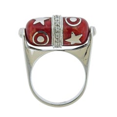 La Nouvelle Bague Gold Diamond Enamel Barrel Ring