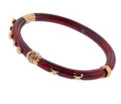 La Nouvelle Bague Gold Red Enamel Diamond Bangle Bracelet