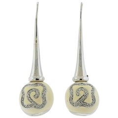 La Nouvelle Bague Gold Silver Diamond Enamel Ball Long Earrings