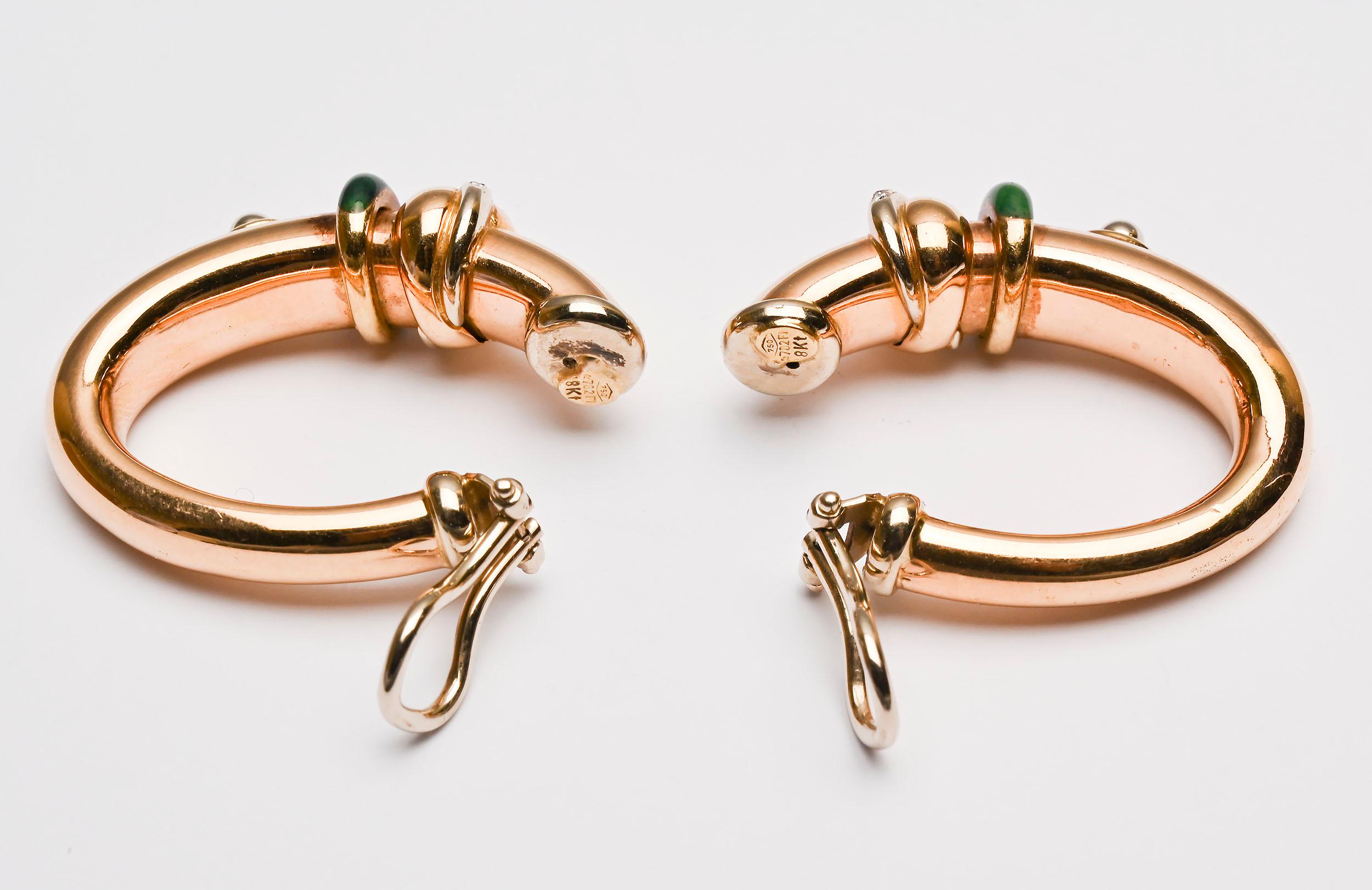 Women's or Men's La Nouvelle Bague Oval Hoop Earrings with Enamel and Diamonds