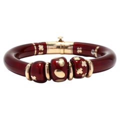 La Nouvelle Bague Red Enamel Bangle Bracelet, 18K Gold, Sterling Silver Vermeil