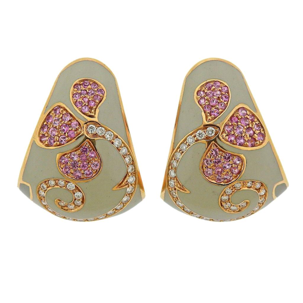 La Nouvelle Bague Rose Gold Diamond Pink Sapphire Earrings