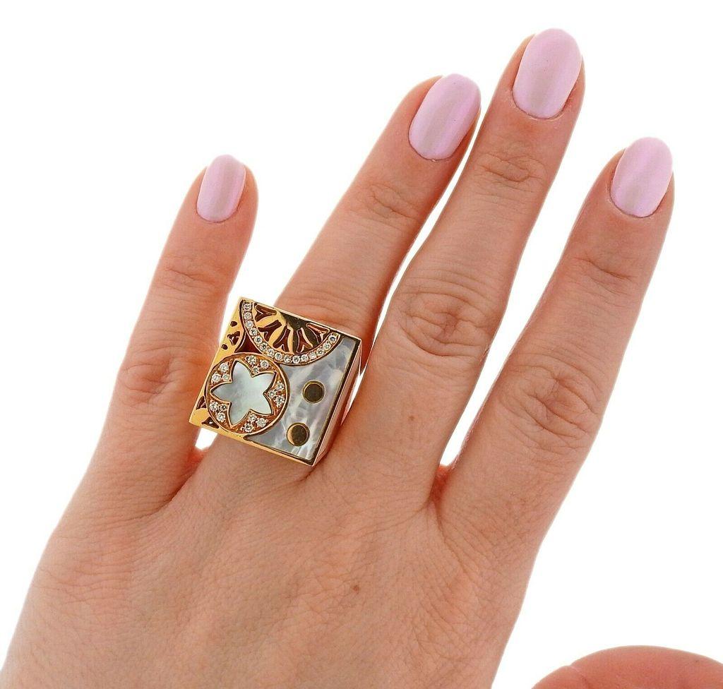 La Nouvelle Bague Rose Gold Mother of Pearl Diamond Ring In Excellent Condition In Lambertville, NJ