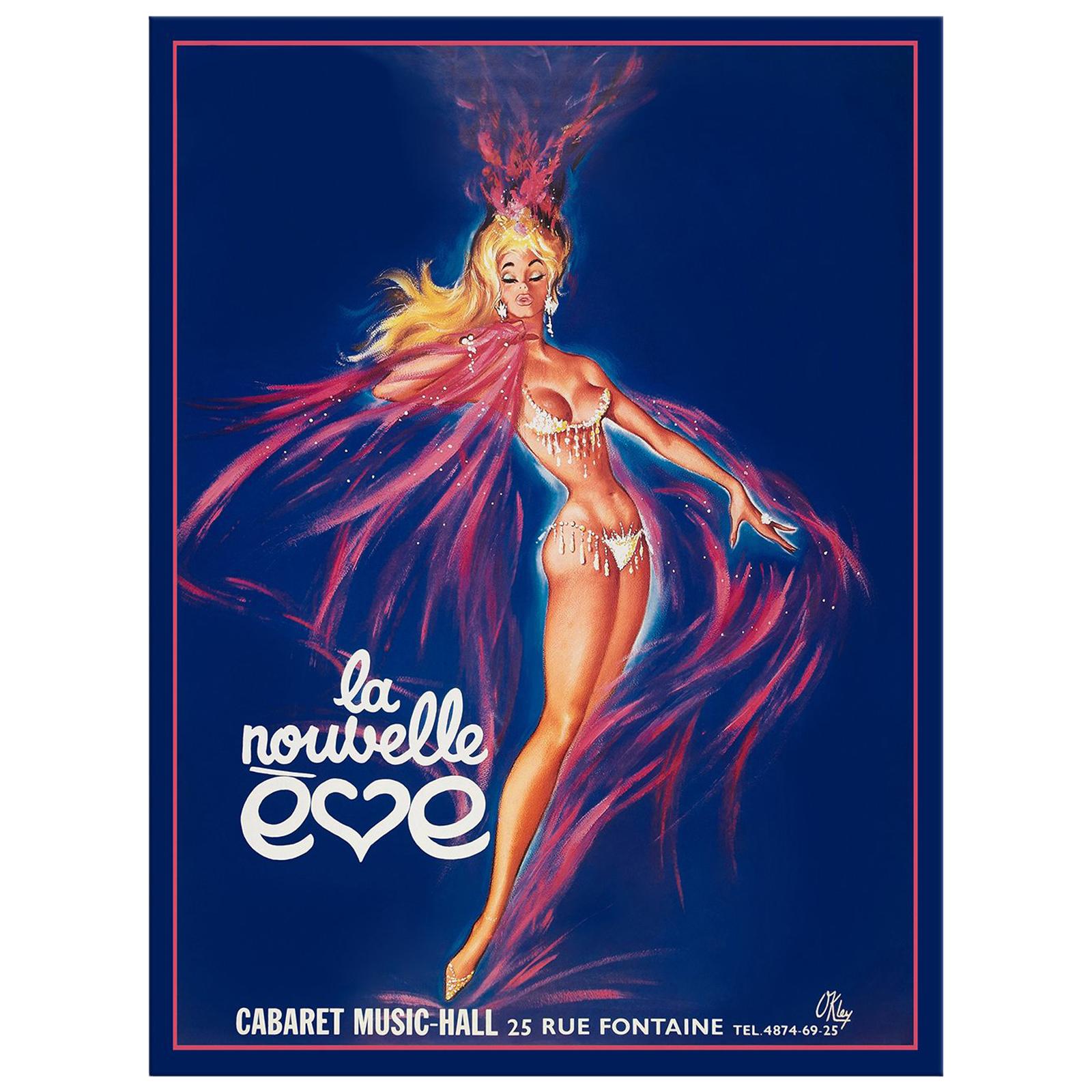 La Nouvelle Eve Cabaret, after Mid-Century Modern Poster by Pierre Okley For Sale