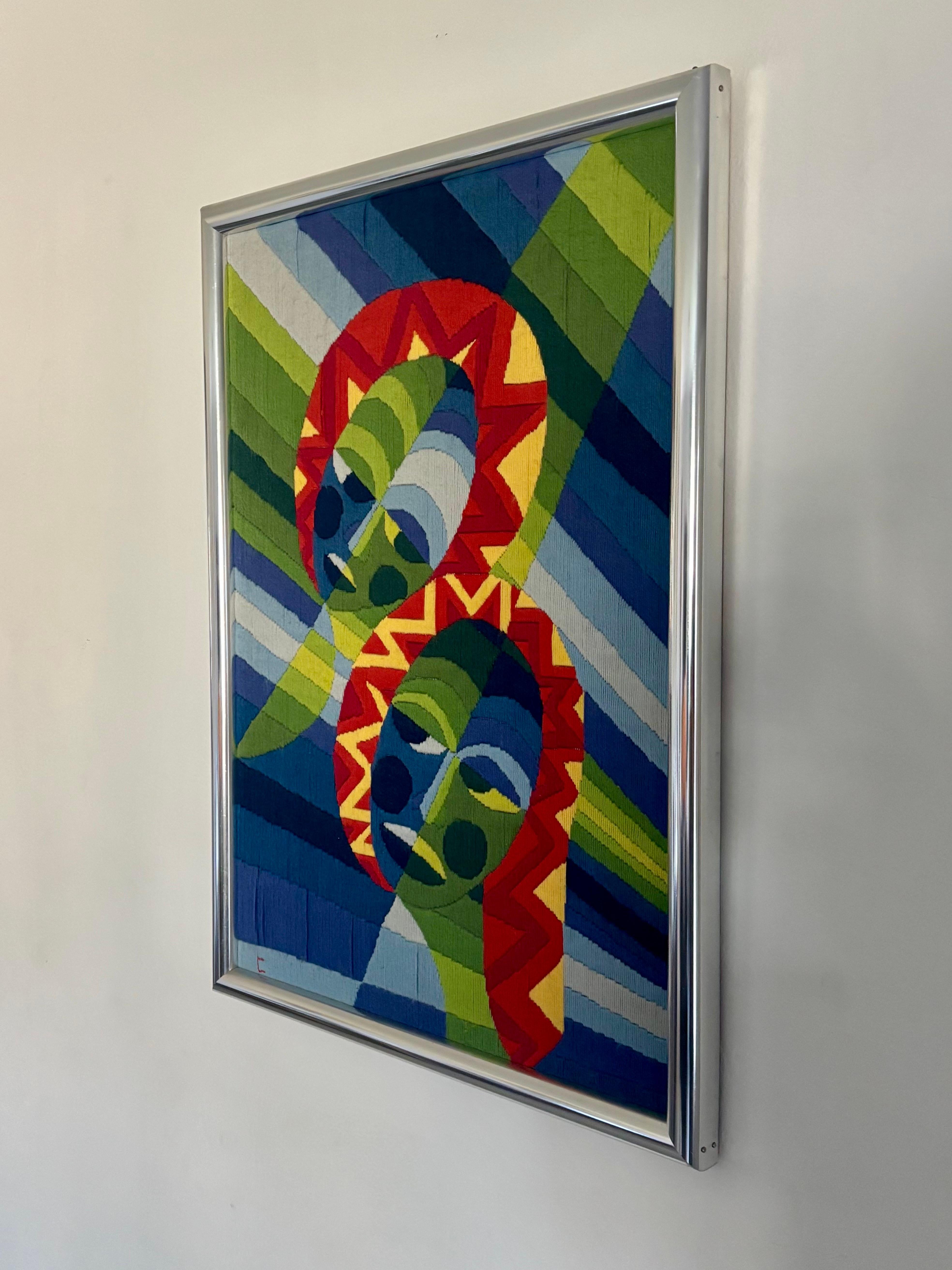 Mid-Century Modern La Nouvelle Tapisserie DMC, French Mid Century Modern Needle Point Tapestry For Sale