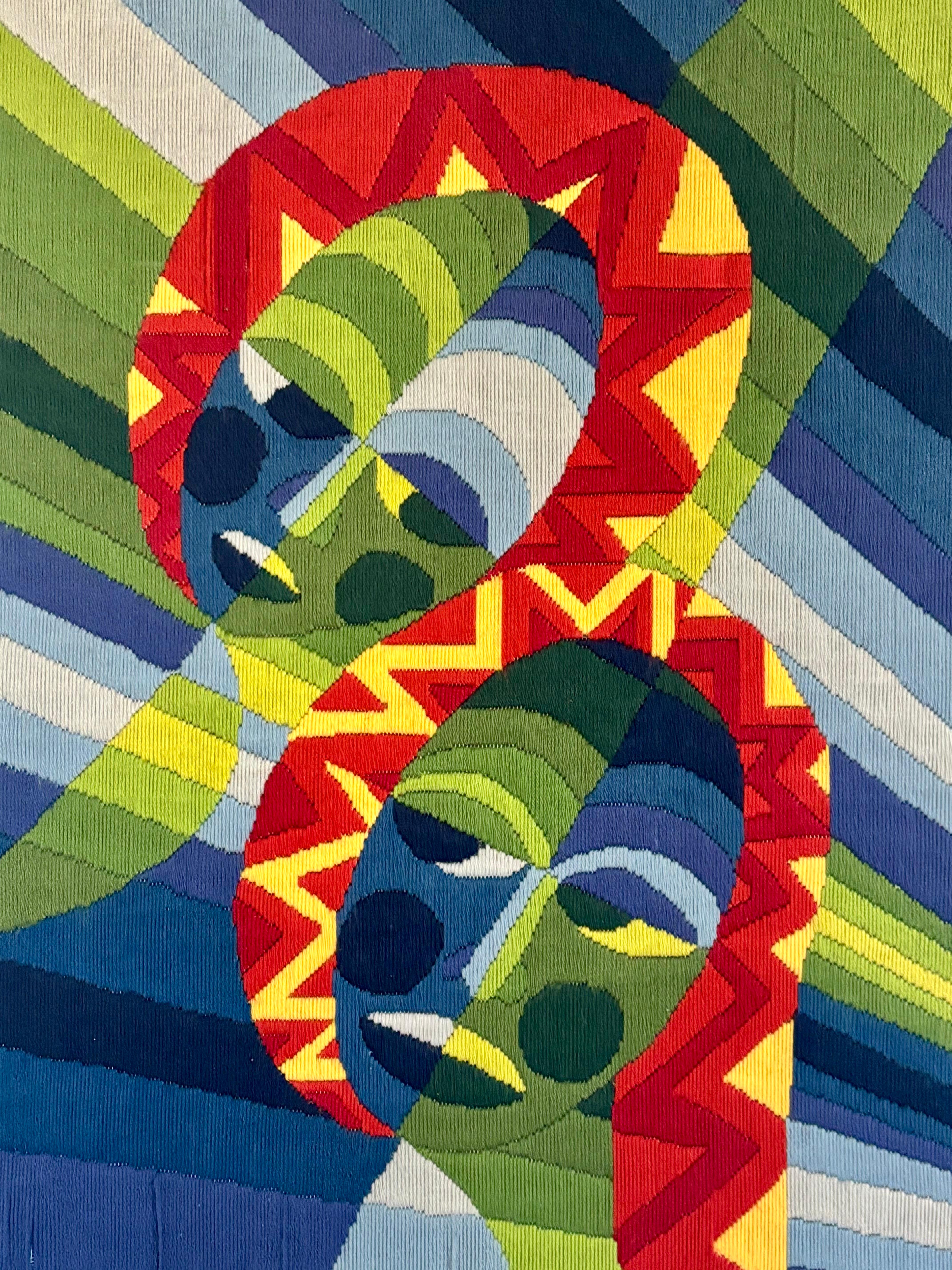 20th Century La Nouvelle Tapisserie DMC, French Mid Century Modern Needle Point Tapestry For Sale