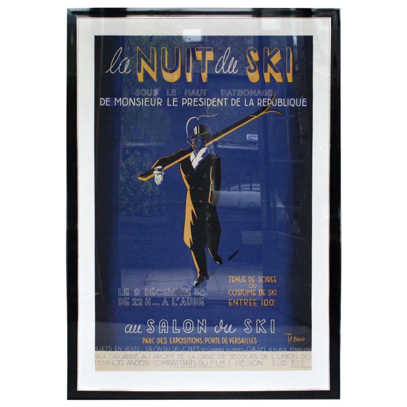 'La Nuit de Ski' Original Art Deco Poster
