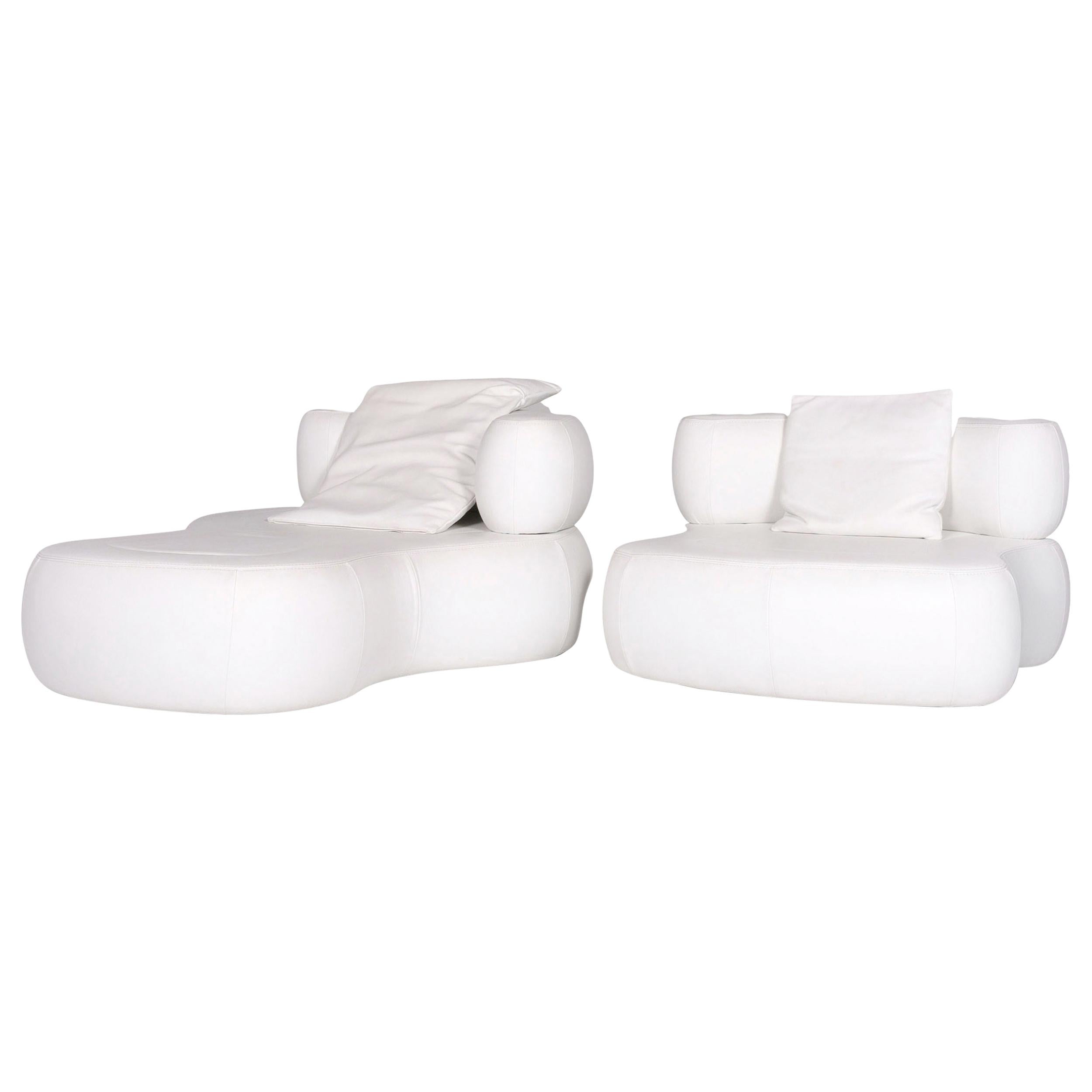 La Nuova Casa Who's Perfect Sofa Set White Genuine Leather