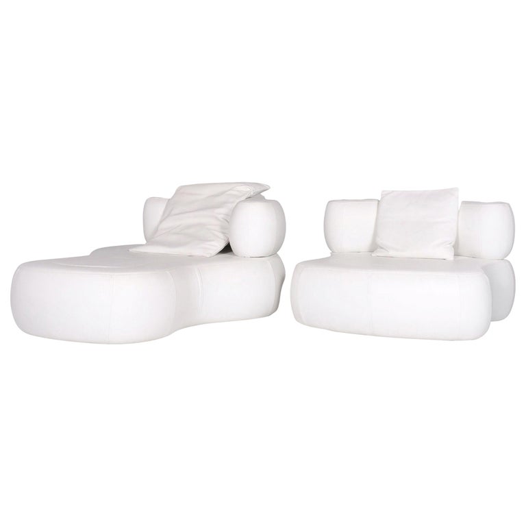 La Nuova Casa Who's Perfect Sofa Set White Genuine Leather at 1stDibs
