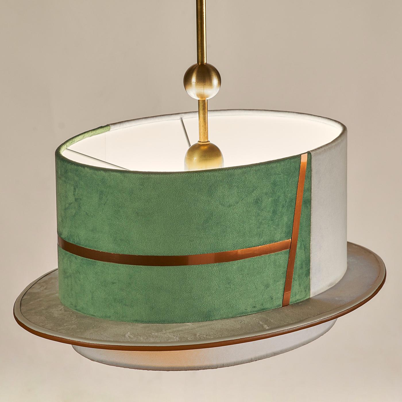 Italian La Paglietta Green and Ivory Pendant Light
