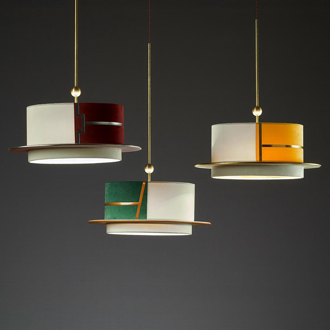La Paglietta Green and Ivory Pendant Light In New Condition In Milan, IT